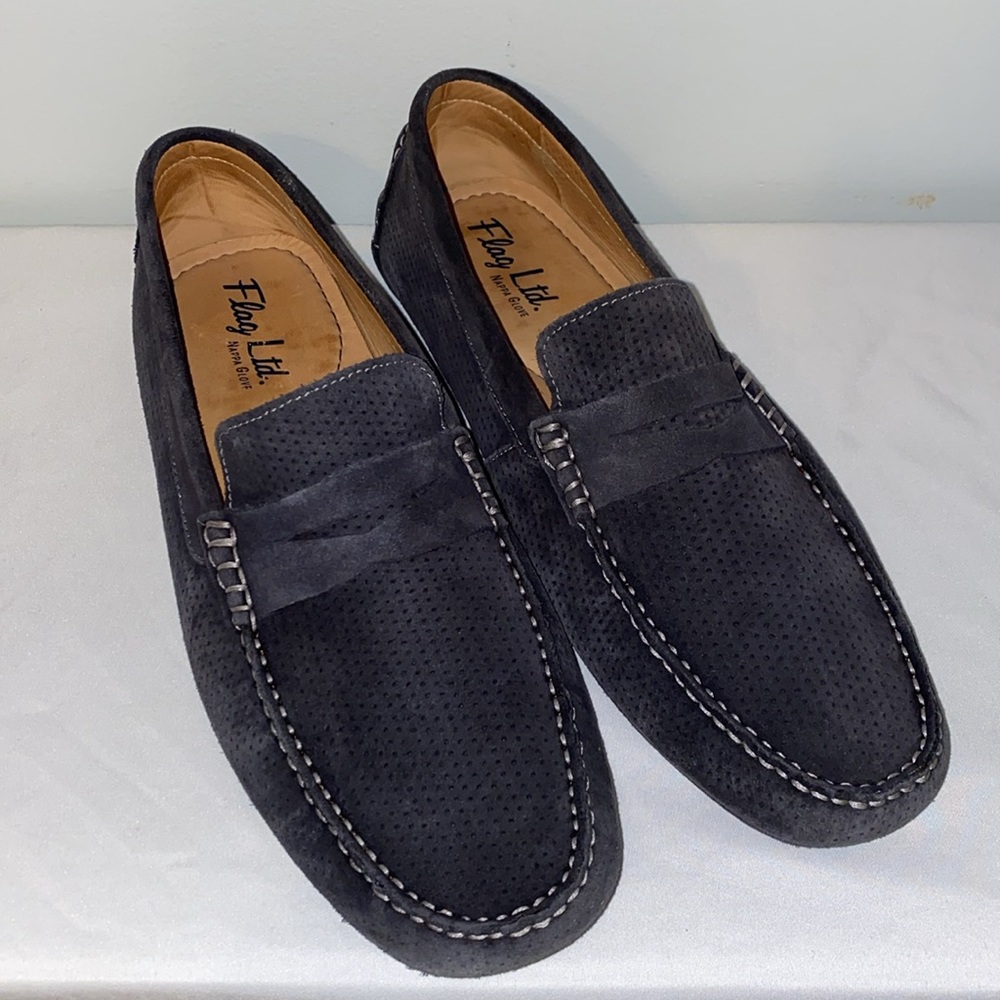 Men’s Flag Ltd. Napa Glove Perf Grey Suede Leather Driver Loafer 12 M